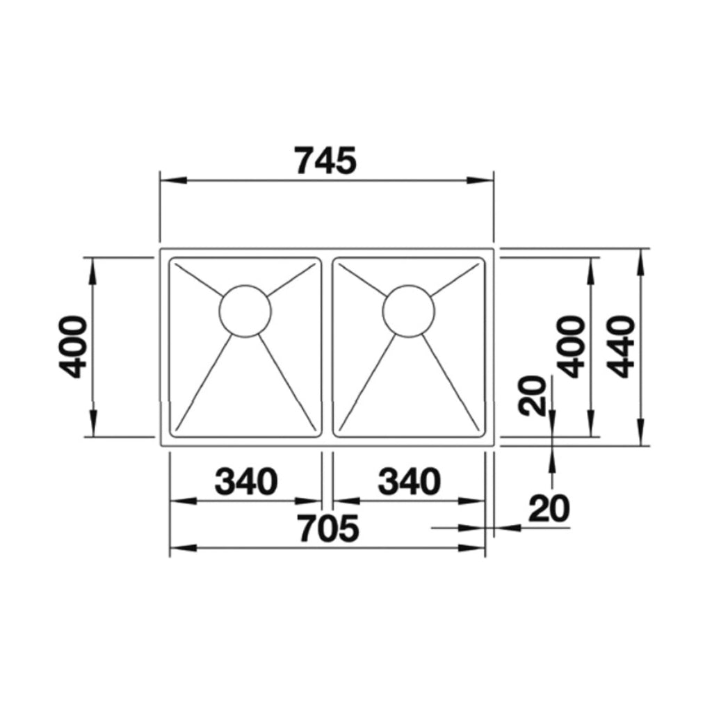 Blanco Quatrus Double Bowl Undermount Sink QUATR153434IUK5 - 526884