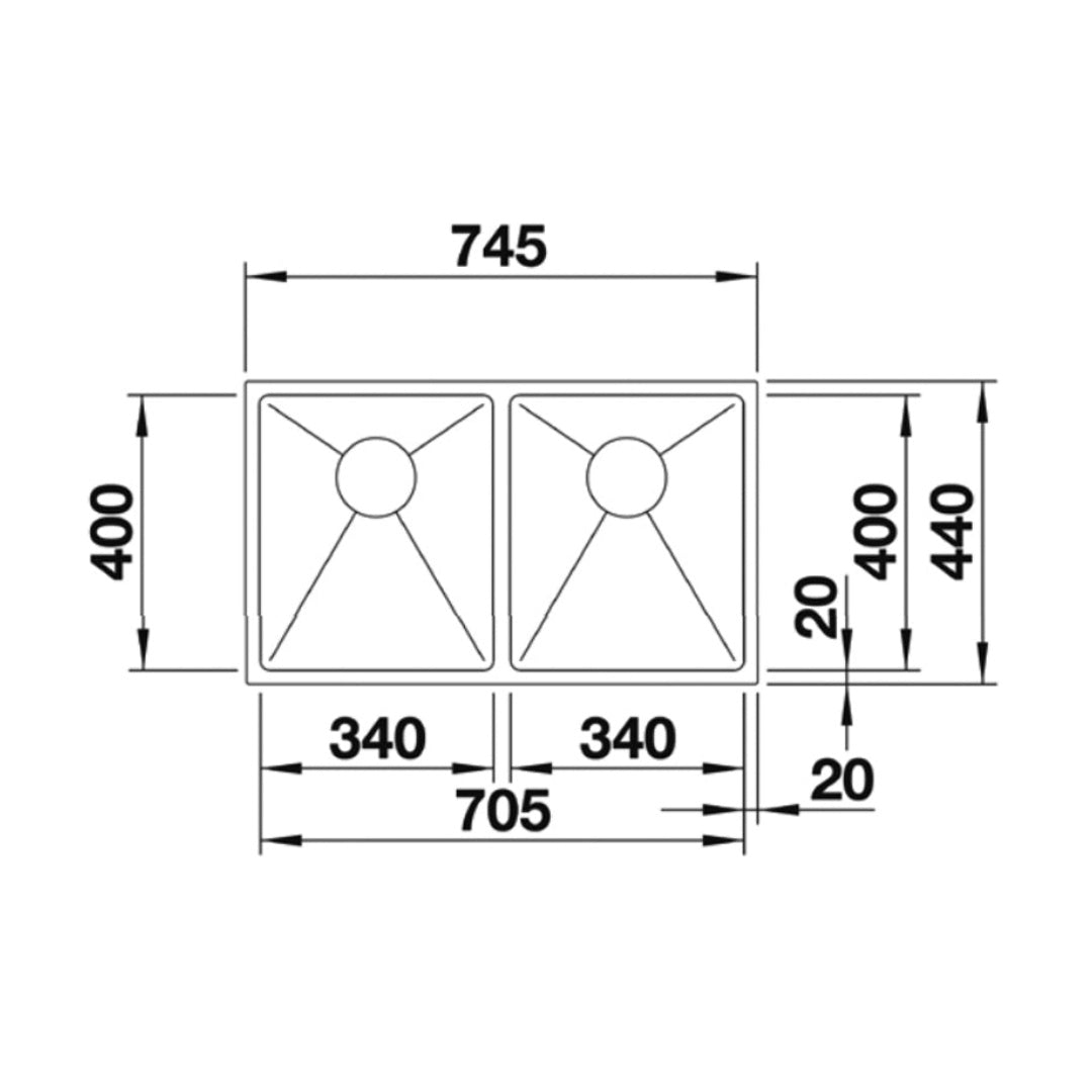 Blanco Quatrus Double Bowl Undermount Sink QUATR153434IUK5 - 526884