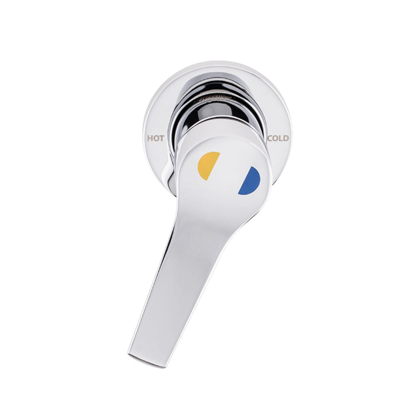 Gentec Rebel Shower Mixer with Yellow/Blue Handle - 75mm Cover Plate - Chrome