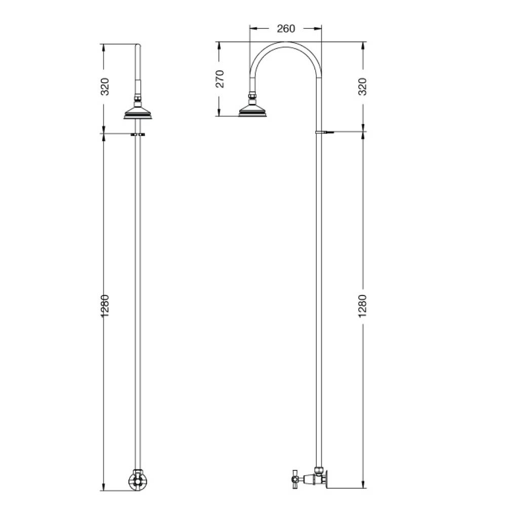 Rainware Bribie Cold Outdoor Wall Mounted Overhead Shower - 316 Stainless Steel - 2001-Bribie