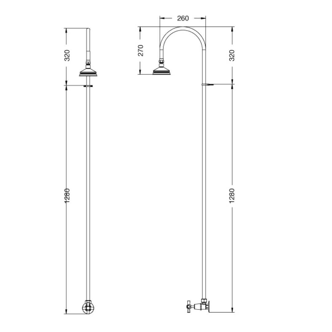Rainware Bribie Cold Outdoor Wall Mounted Overhead Shower - 316 Stainless Steel - 2001-Bribie