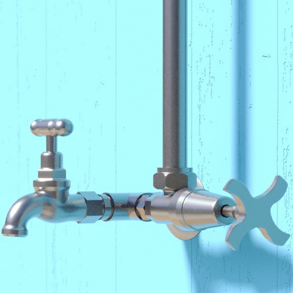 Rainware Bribie Cold Outdoor Wall Mounted Overhead Shower w/Footwash - 316 Stainless Steel - 2002-Bribie