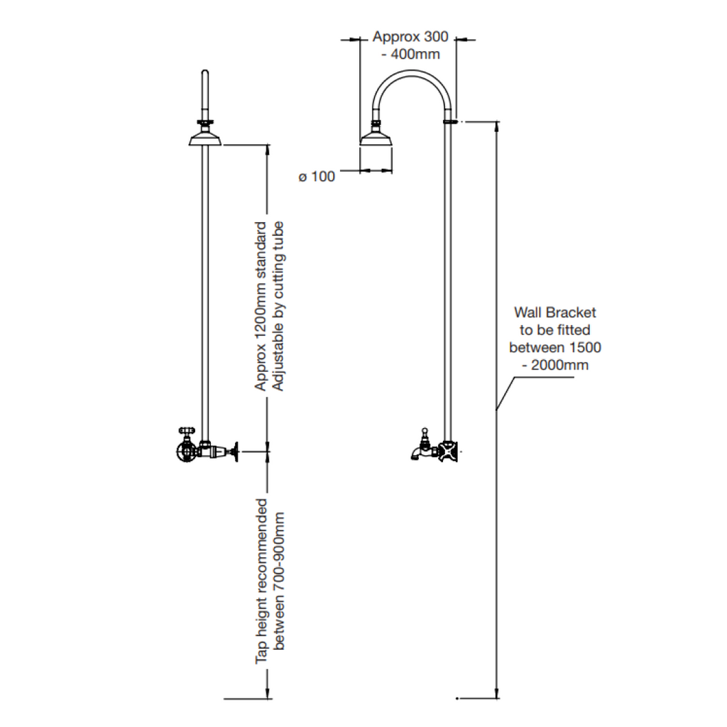 Rainware Bribie Cold Outdoor Wall Mounted Overhead Shower w/Footwash - 316 Stainless Steel - 2002-Bribie