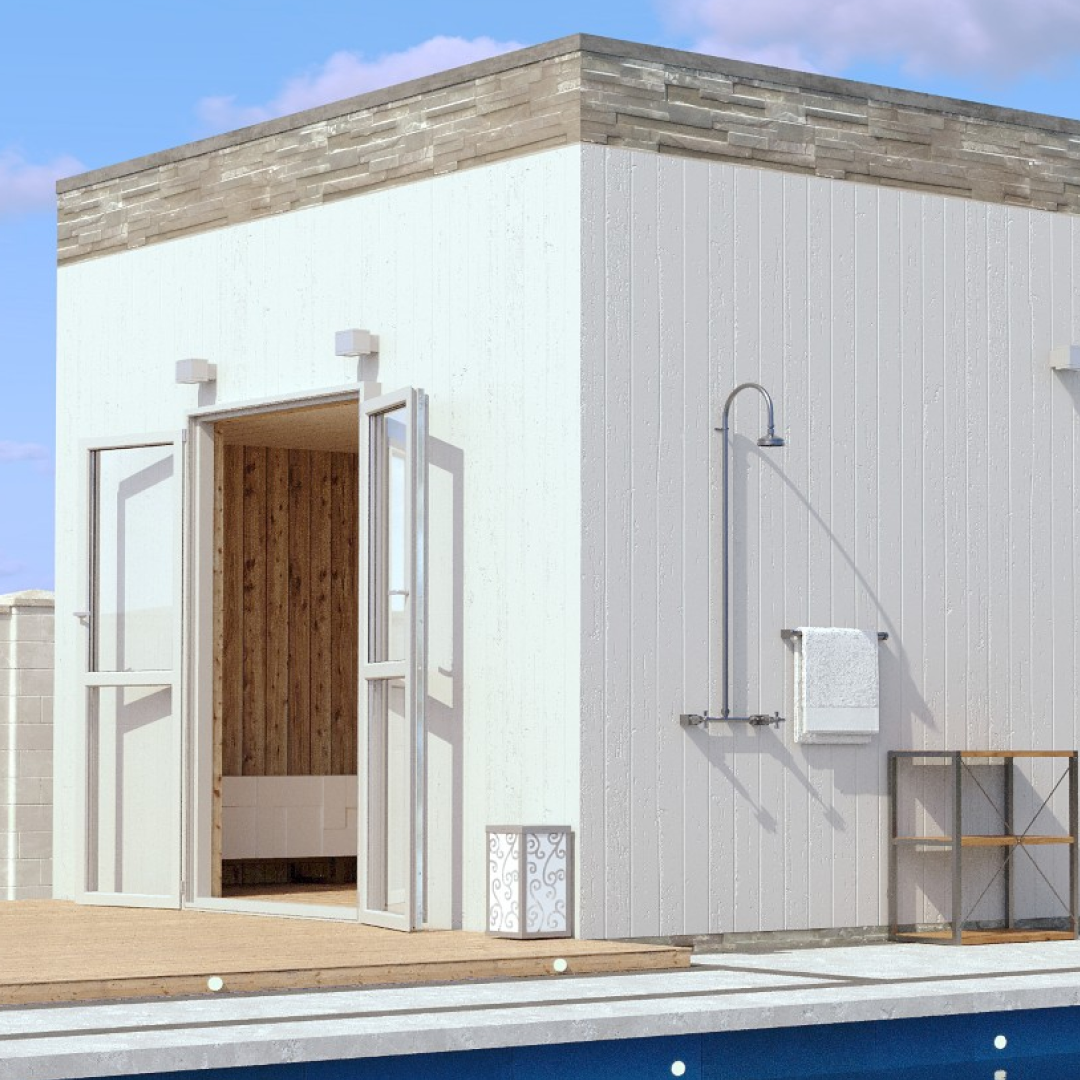 Rainware Bribie Hot & Cold Outdoor Wall Mounted Overhead Shower - 316 Stainless Steel - 2003-Bribie