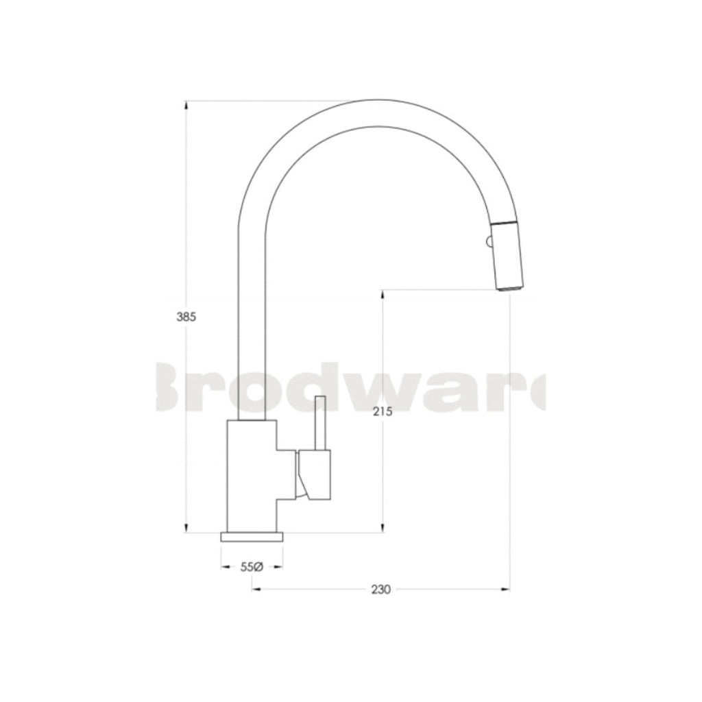 Brodware City Stik Pull Out Kitchen Mixer - Durobrite Chrome - 1.9908.04.0.01