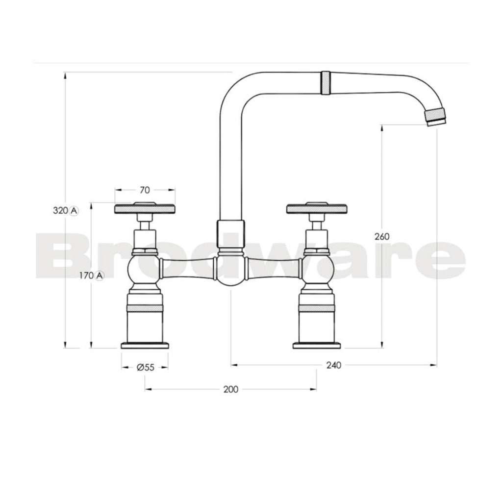 Brodware Industrica Kitchen Set Chrome Cross Handles - Chrome - 1.6731.00.2.01