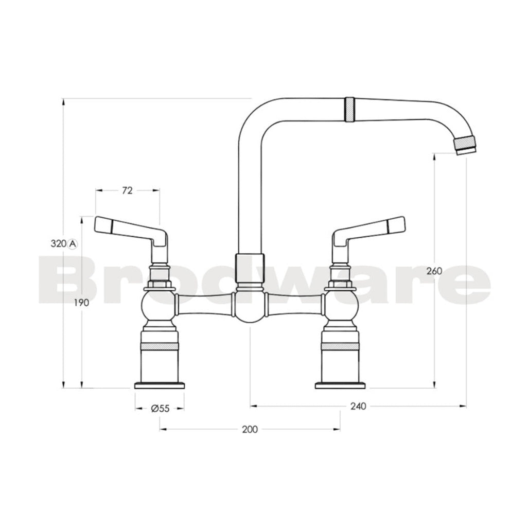 Brodware Industrica Kitchen Set Metal Lever Handles - Chrome - 1.6731.00.3.01
