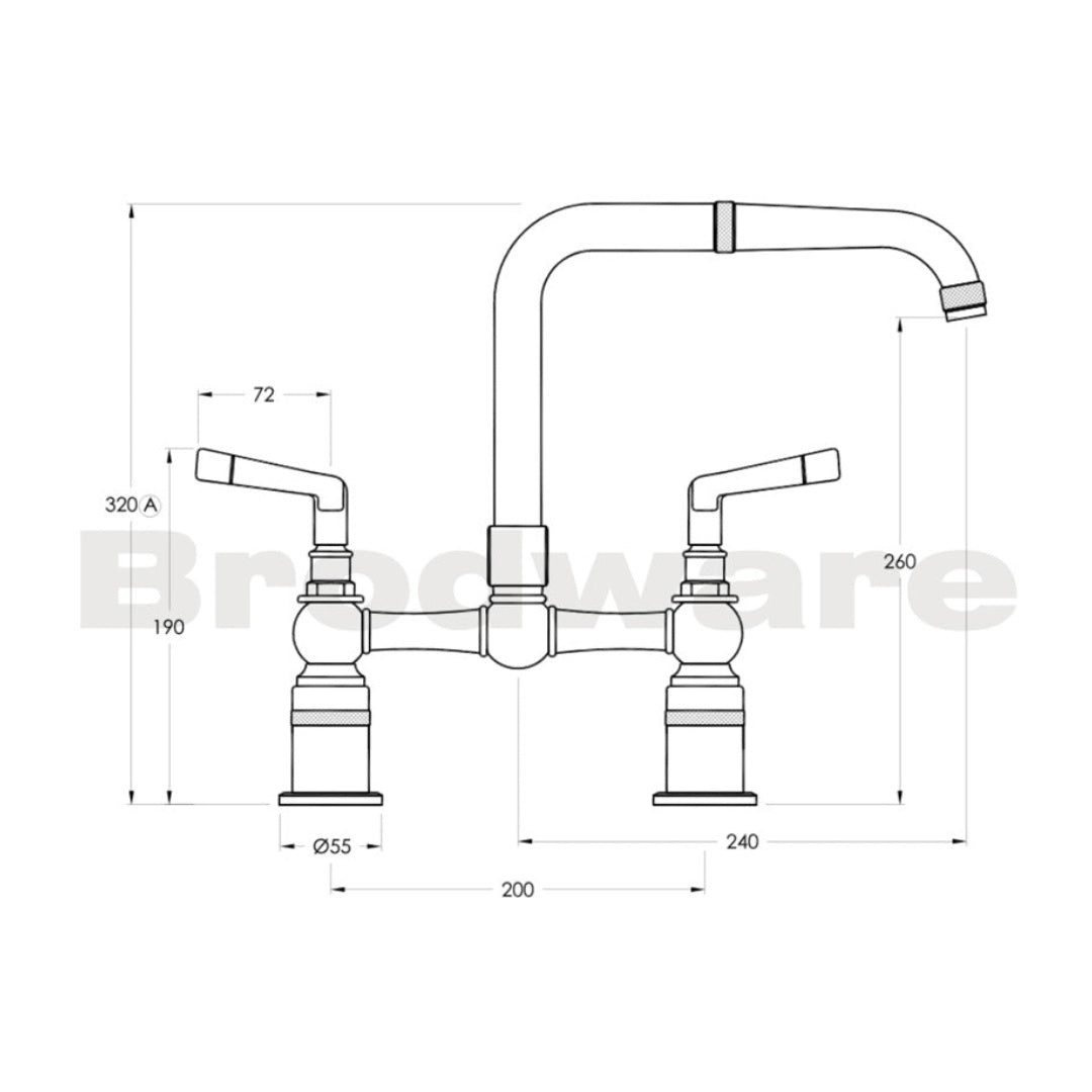 Brodware Industrica Kitchen Set Metal Lever Handles - Chrome - 1.6731.00.3.01