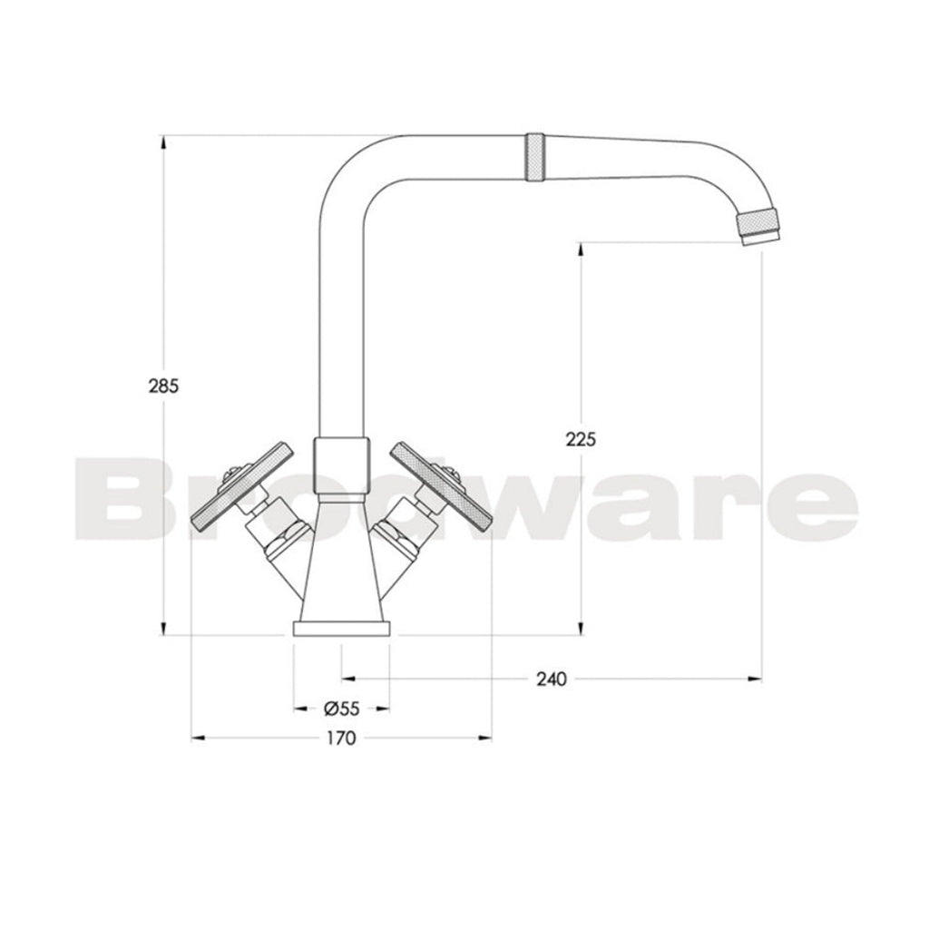Brodware Industrica Square Kitchen Tap Cross Handles - Chrome - 1.6730.00.2.01