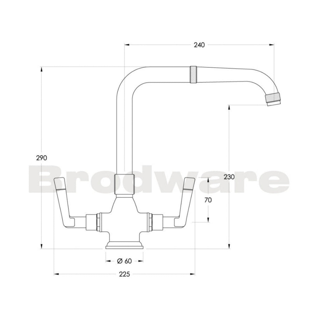 Brodware Industrica Square Kitchen Tap Lever Handles - Chrome - 1.6730.00.3.01