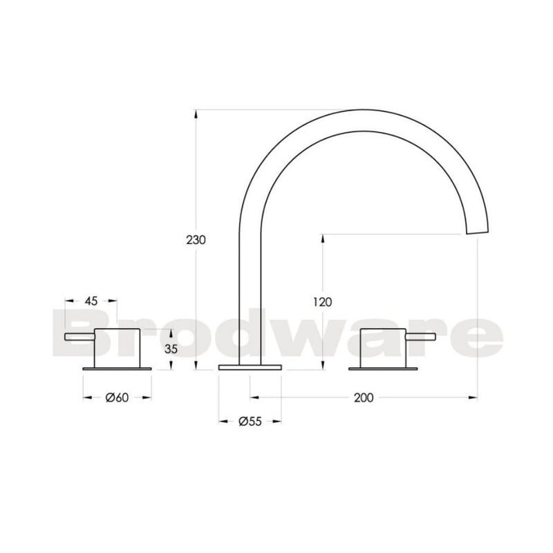 Brodware Minim 3 Piece Kitchen Tap Set - Chrome