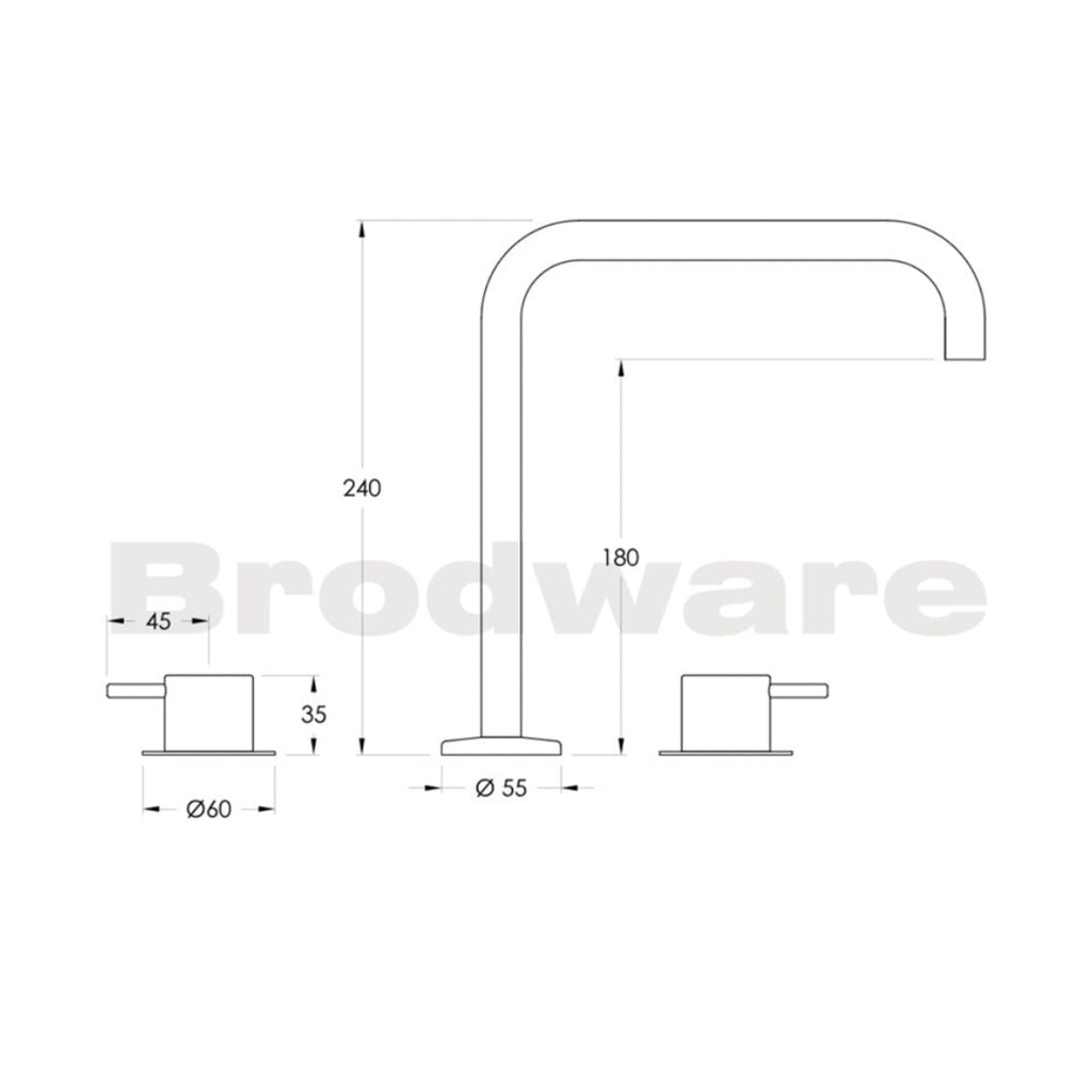 Brodware Minim 3 Piece Kitchen Tap Set Square - Chrome - 1.9407.89.3.01