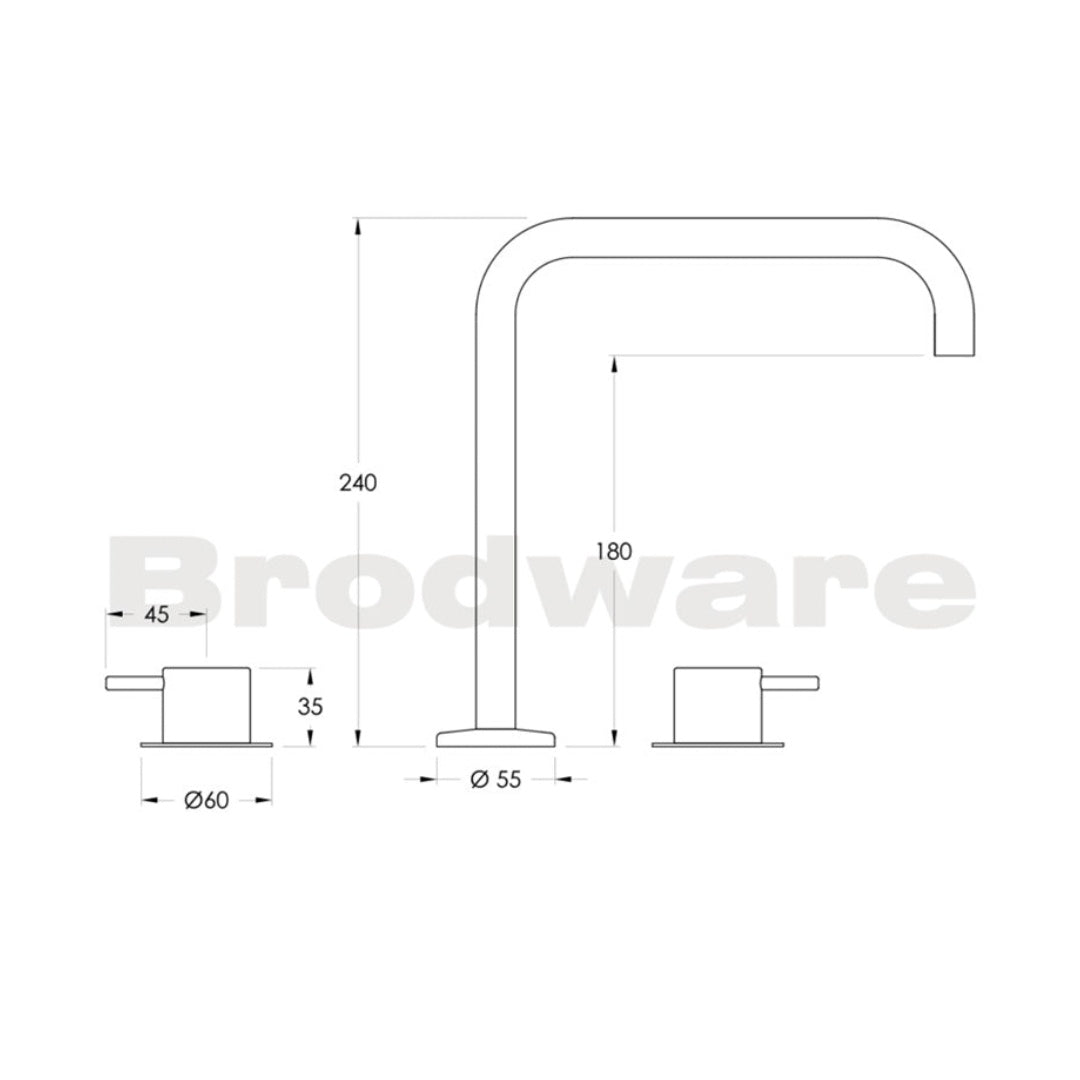 Brodware Minim 3 Piece Kitchen Tap Set Square - Chrome - 1.9407.89.3.01