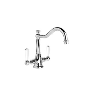 Brodware Neu England Kitchen Tap White Porcelain Lever - Chrome - 1.8030.02.4.01