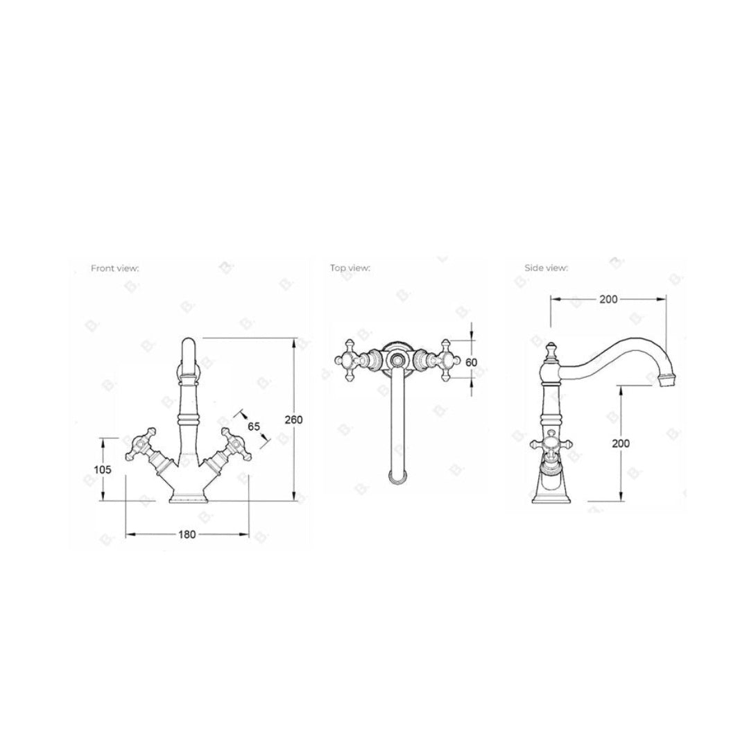 Brodware Winslow Kitchen Mixer Cross Handle - Chrome - 1.8130.02.2.01