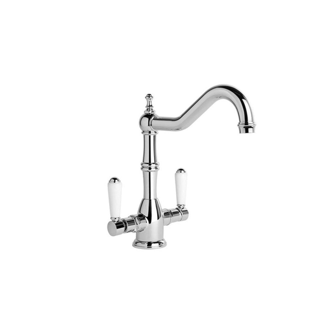 Brodware Winslow Kitchen Mixer White Porcelain Lever - Chrome 1.8130.02.4.01