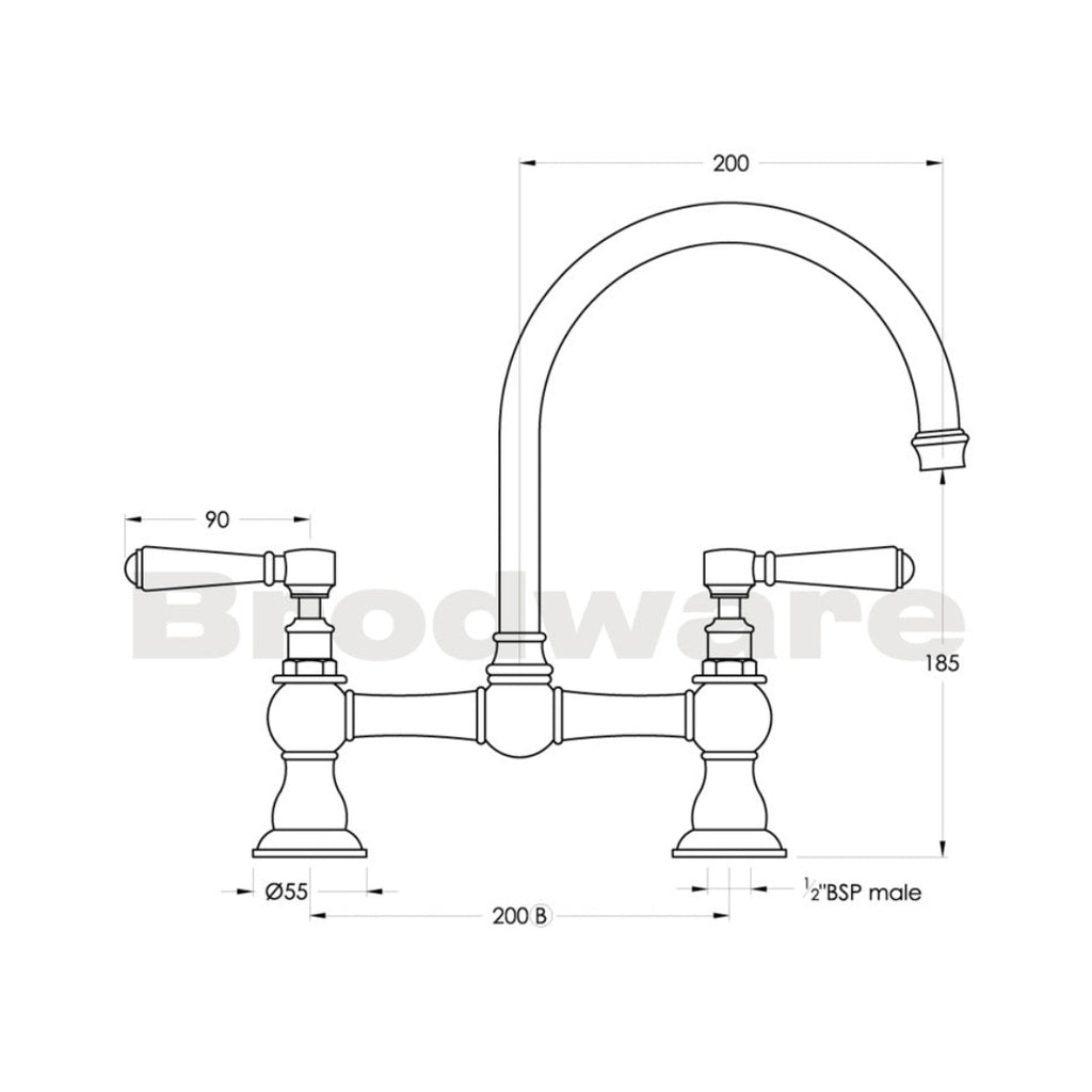 Brodware Winslow Kitchen Set White Porcelain Levers - Chrome - 1.8131.00.4.01