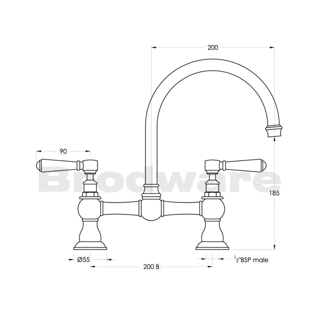 Brodware Winslow Kitchen Set White Porcelain Levers - Chrome - 1.8131.00.4.01