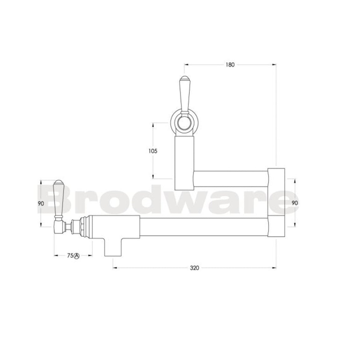 Brodware Winslow Lever Pot Filler White Porcelain Levers - Chrome - 1.8127.03.4.01