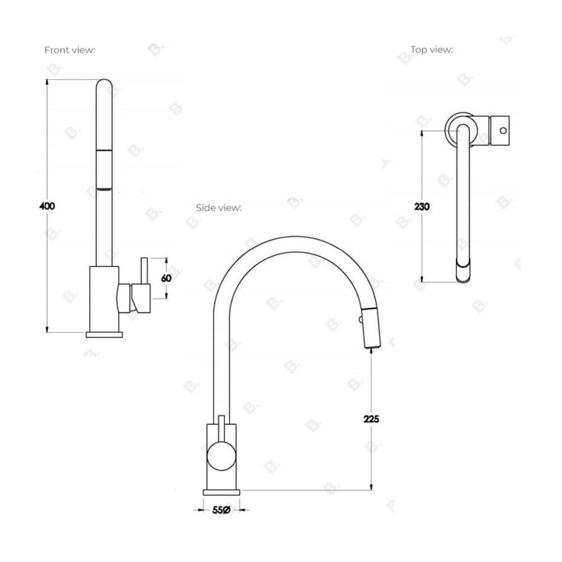 Brodware Yokato Pull Out Kitchen Mixer Metal Lever - Chrome