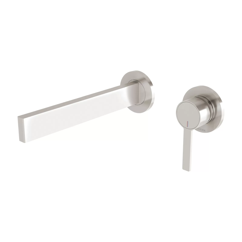 Phoenix Lexi MKII SwitchMix Wall Basin Mixer 200mm Trim Only (Body Extra) - Brushed Nickel - 123-2812-40