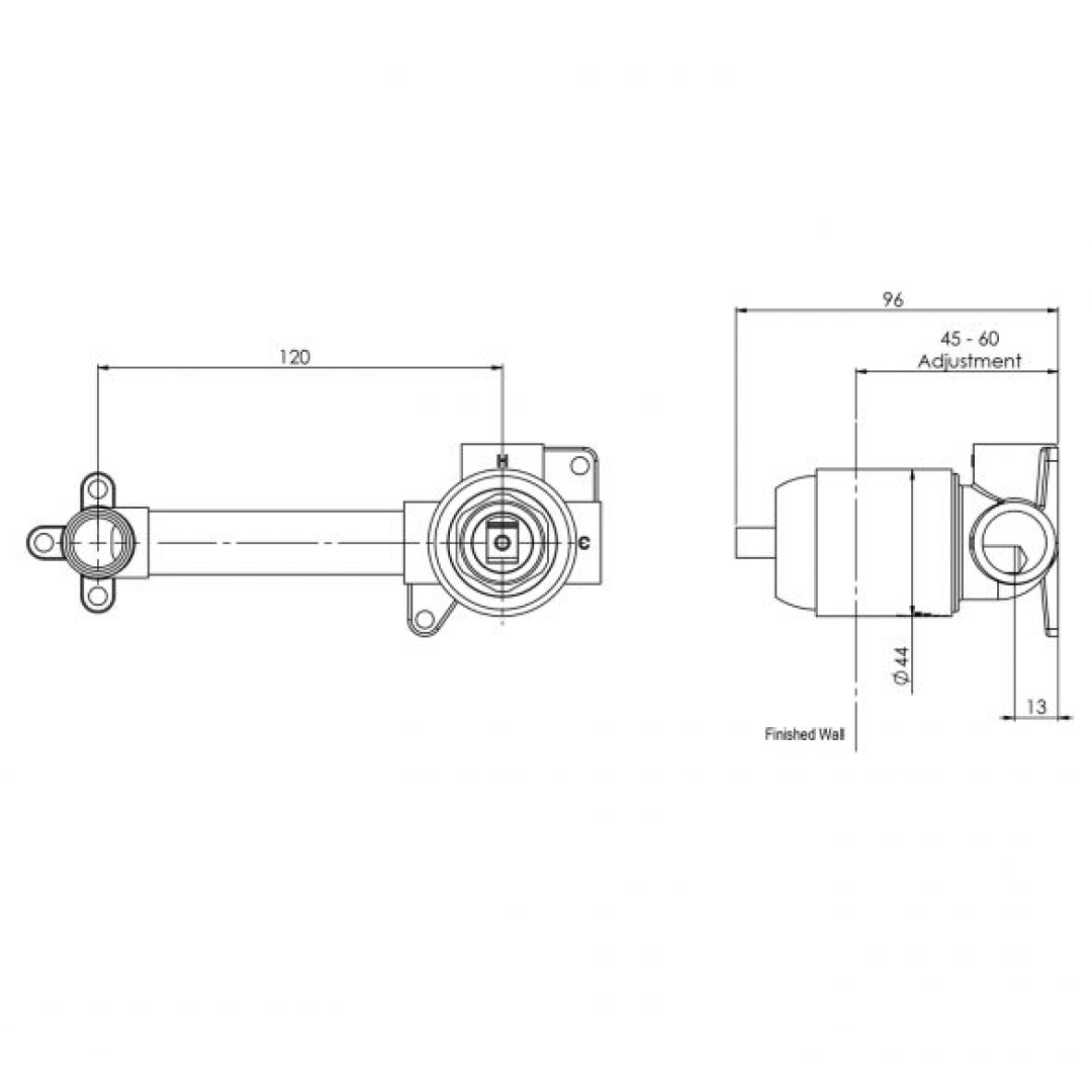 Phoenix Builders Wall Mixer In-Wall Breech Body - LF Matte Black - 150-7811-10-1