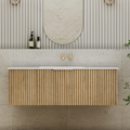 Cassa Design Capture Ensuite 1200mm Wall Hung Vanity - Natural Oak - Matte Black Handle - CAP1200EN-OAK-Matte Black