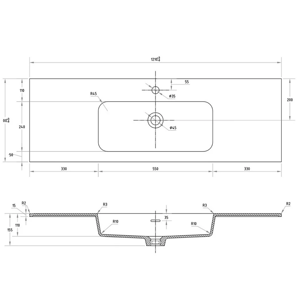 Cassa Design Capture Ensuite 1200mm Wall Hung Vanity - Natural Walnut - Brushed Nickel Handle - CAP1200EN-WALNUT-Brushed Nickel