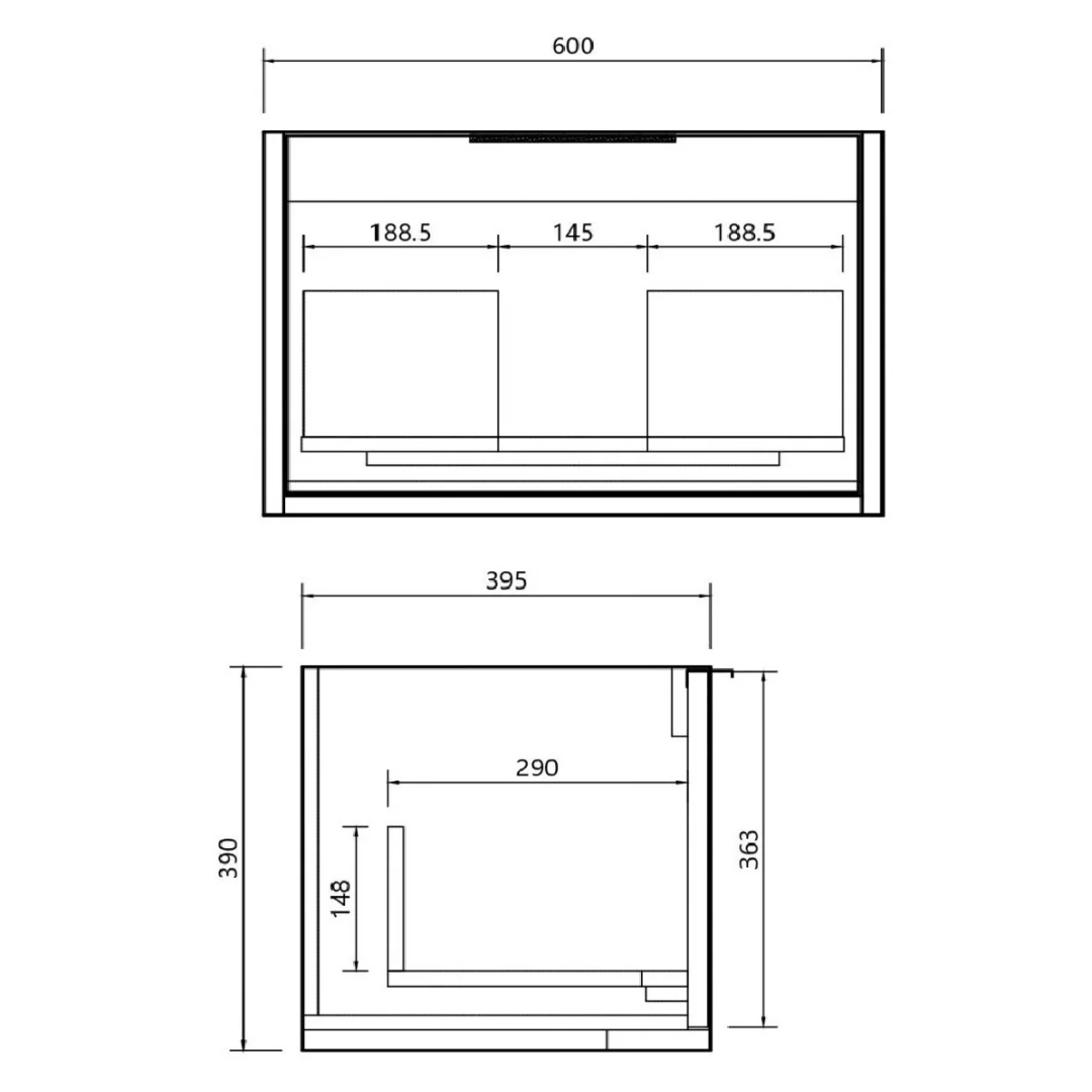 Cassa Design Capture Ensuite 600mm Wall Hung Vanity - Natural Oak - Brushed Nickel Handle - CAP600EN-OAK-Brushed Nickel
