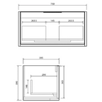 Cassa Design Capture Ensuite 750mm Wall Hung Vanity - Natural Oak - Brushed Nickel Handle - CAP750EN-OAK-Brushed Nickel