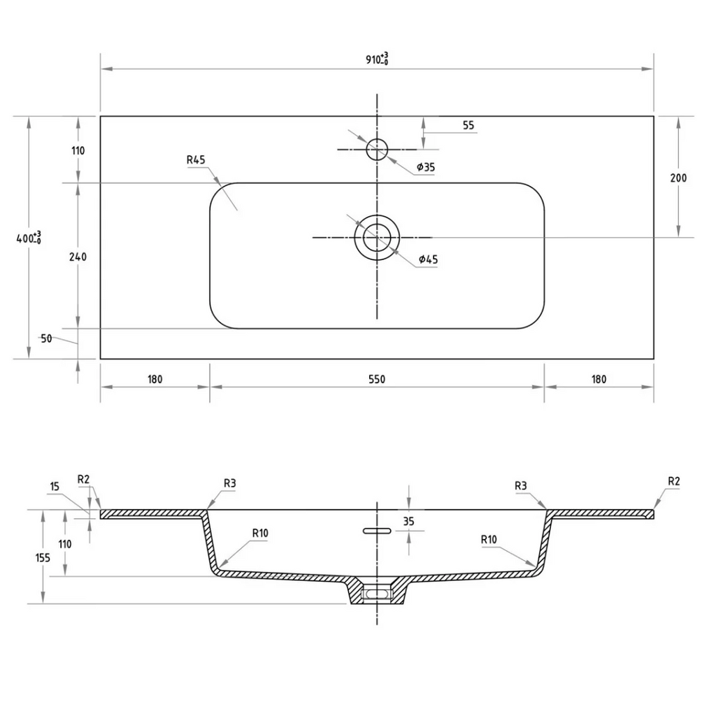 Cassa Design Capture Ensuite 900mm Wall Hung Vanity - Natural Walnut - Brushed Gold Handle - CAP900EN-WALNUT-Brushed Gold