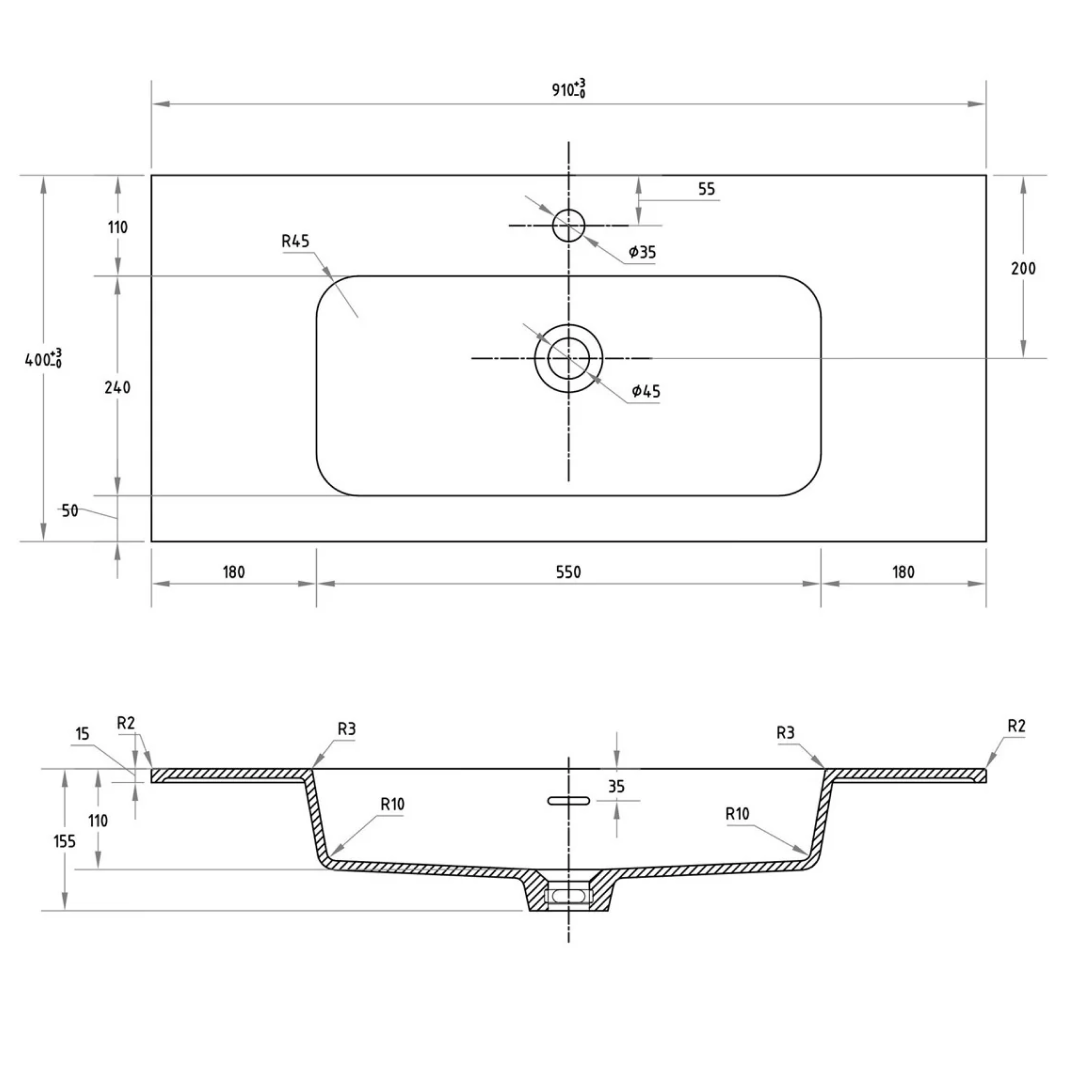 Cassa Design Capture Ensuite 900mm Wall Hung Vanity - Natural Walnut - Brushed Gold Handle - CAP900EN-WALNUT-Brushed Gold