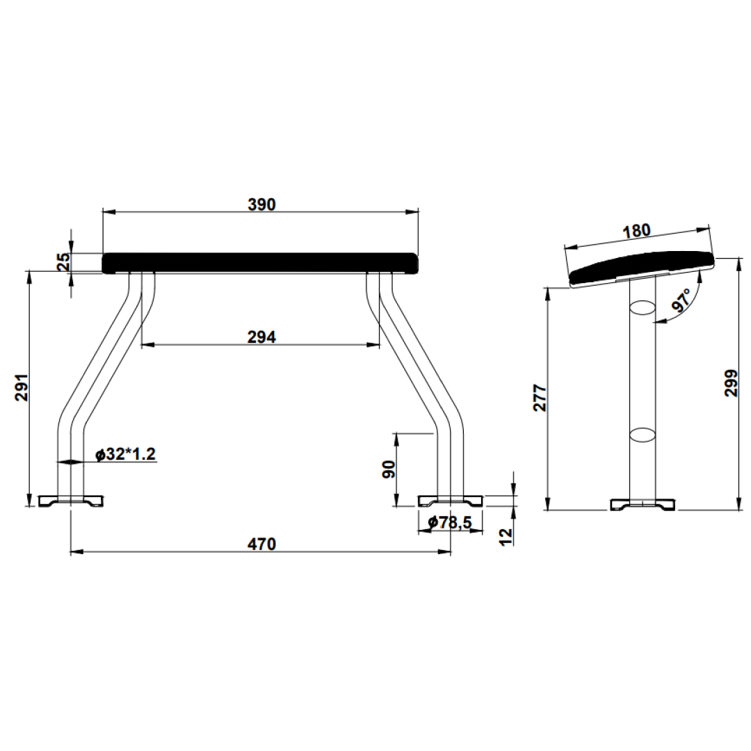 Gentec ComCare Stainless Steel Padded Back Rest - CC3500