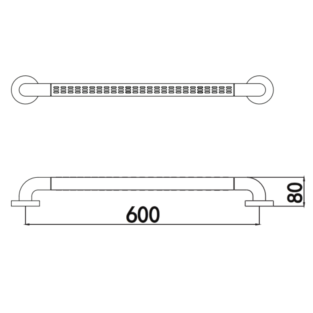 Gentec ComCare Stainless Steel Non-Slip 600mm Grab Rail - CC8003SS