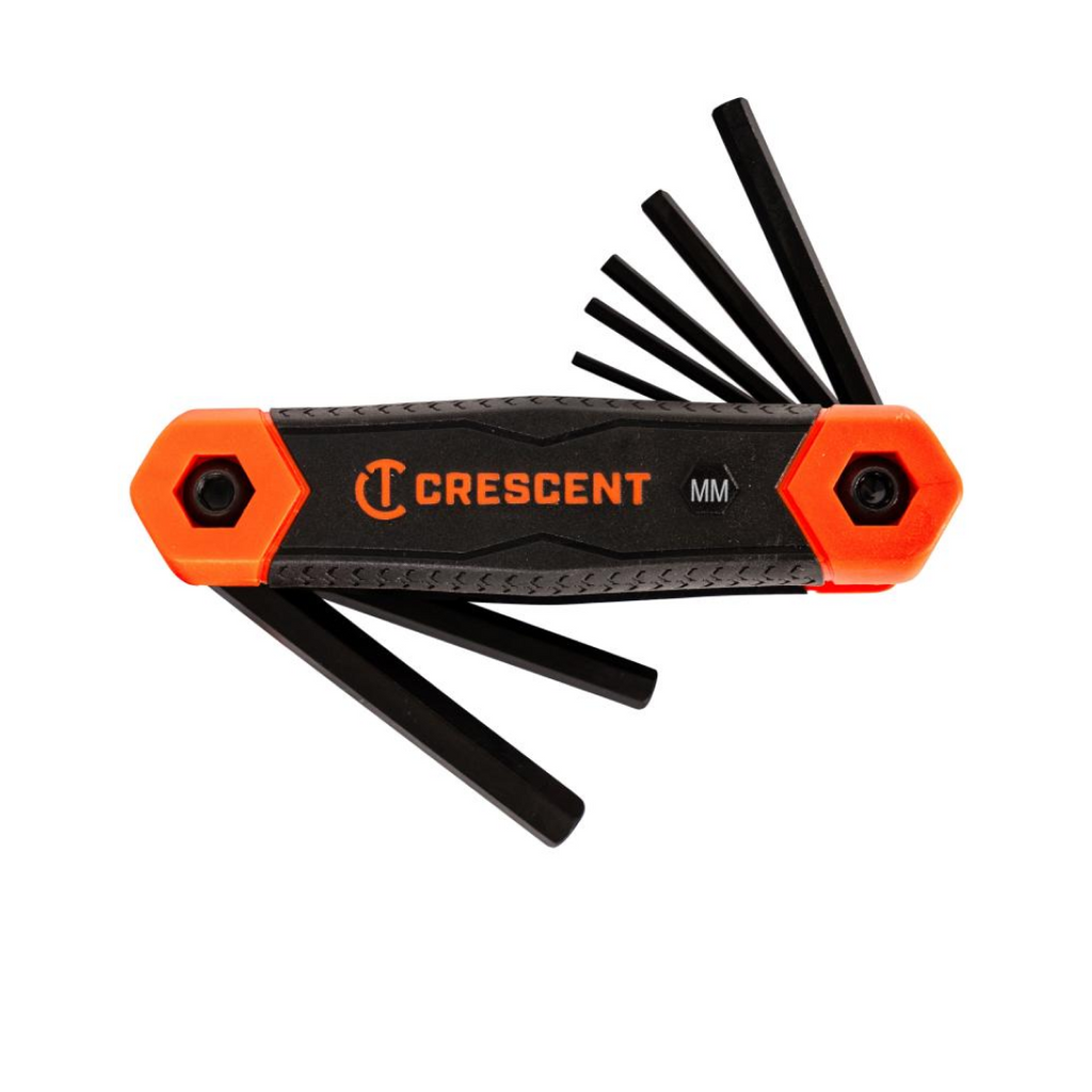 Crescent 8 Piece Folding Metric Hex Dual Material Key Set - CHKFM8