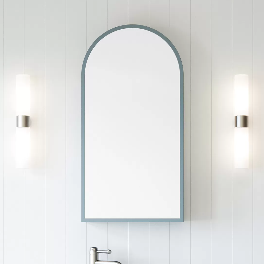 Timberline Church Frame 430mm Shaving Cabinet - Saxby Blue Satin Frame - CHUF-SC-430-S-G