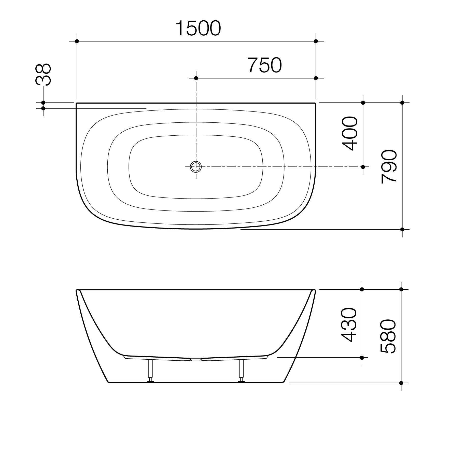 Caroma Contura II 1500mm Freestanding Bath - Matte Clay - CII5FSMC