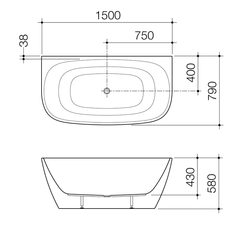 Caroma Contura II 1500mm Freestanding Bath - Matte Clay