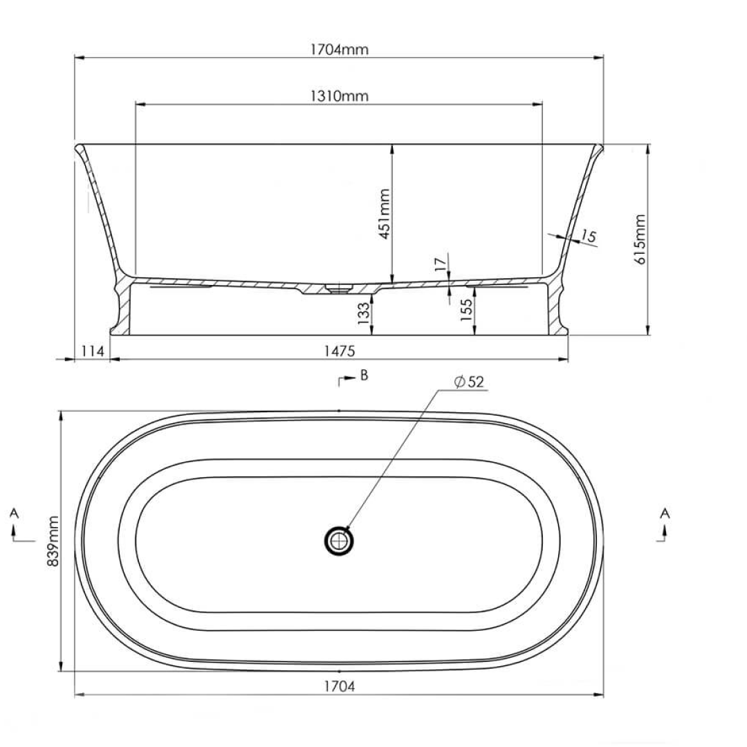 Turner Hastings Claremont 1700 MagnaCast Freestanding Bath - Gloss White - CL1700MCB-GW
