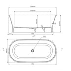 Turner Hastings Claremont 1700 MagnaCast Freestanding Bath - Matte White - CL1700MCB