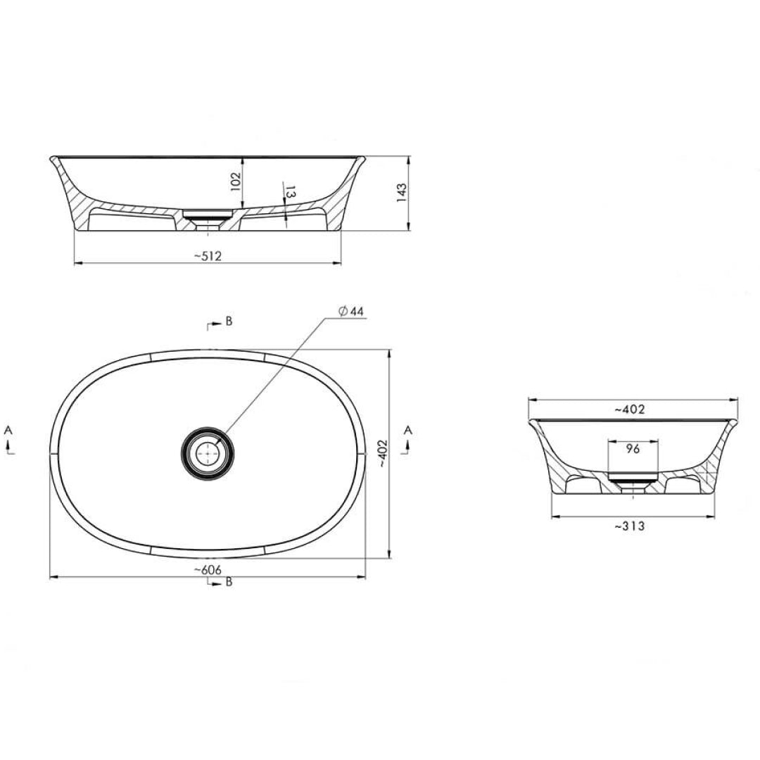 Turner Hastings Claremont 600 MagnaCast Above Counter Basin - Matte White - CL601BA