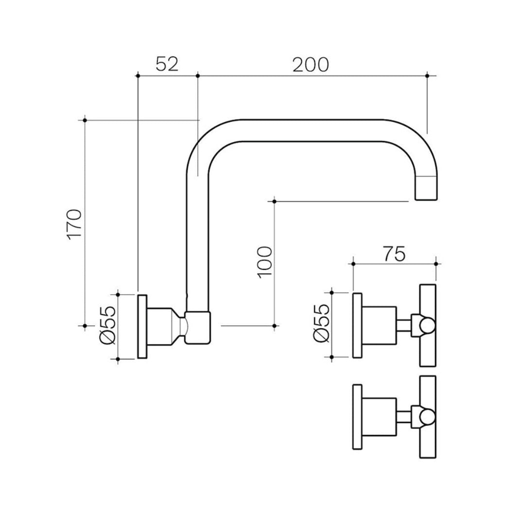 CLARK Cross Wall Sink Set - LF Chrome - CL10042.C4AF