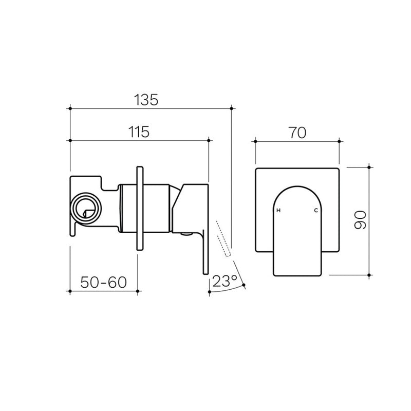 CLARK Round Square Wall Mixer - Chrome