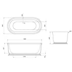 Turner Hastings Camden 1800 TitanCast Solid Surface Freestanding Bath without Overflow - Gloss White - CM1800TCB-GW