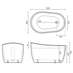 Decina Cosmo 1300mm Acrylic Freestanding Bath - Gloss White - CO1300WIO