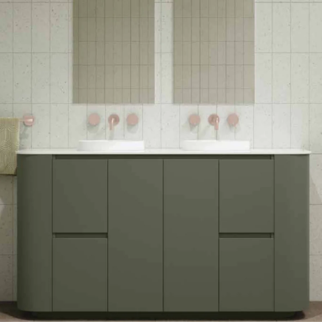 Rifco Contour Supreme 1500mm Freestanding Vanity - 12mm Corian Top - CNS15CGW2
