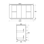 Rifco Contour Supreme 1500mm Freestanding Vanity - 12mm Corian Top - CNS15CGW2