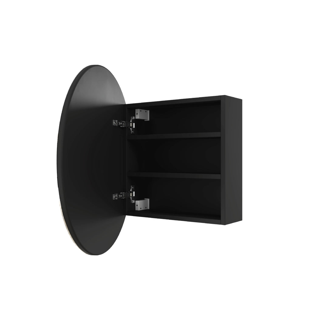 Thermogroup CR6060B 600 Round Black Mirror Cabinet