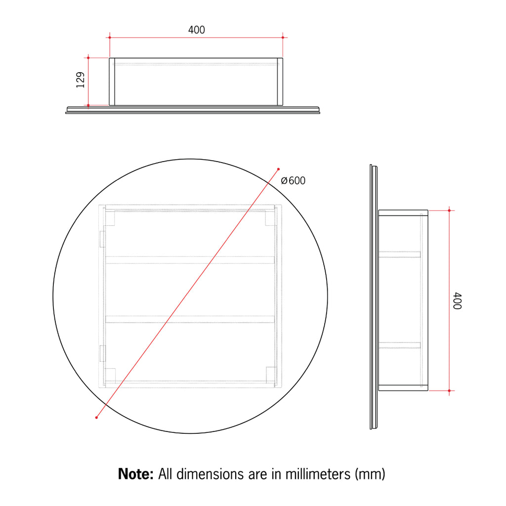Thermogroup CR6060W 600 Round White Mirror Cabinet