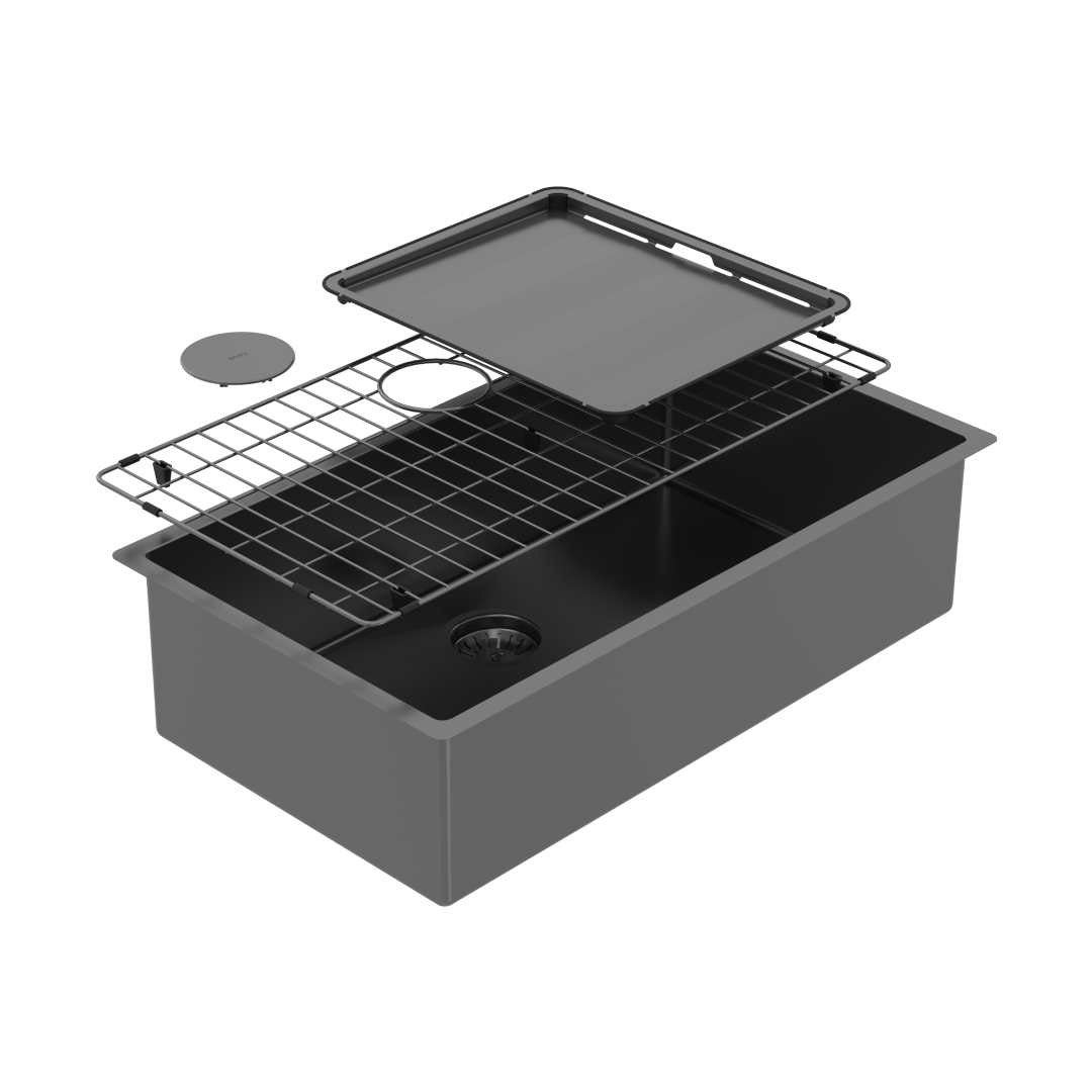 Abey Piazza Large Topmount/Undermount Single Bowl Sink - Black Pearl - CR720B